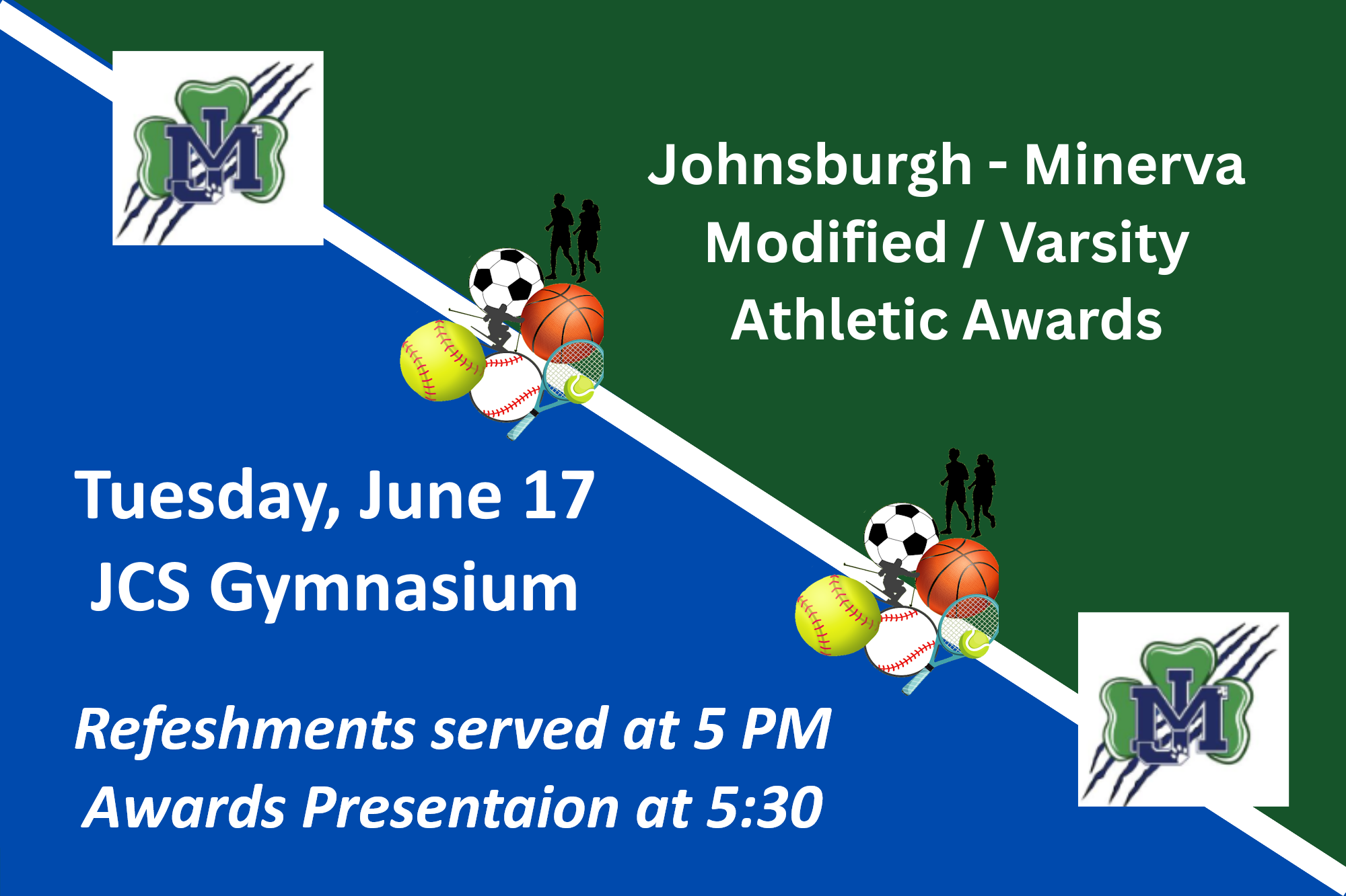 Athletic Awards Minerva Beach June 16 5:00 PM Main Pavillion